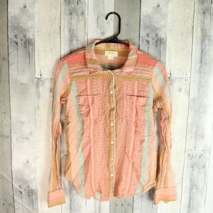 Anthropologie Multicolor Striped Button Down Shirt
